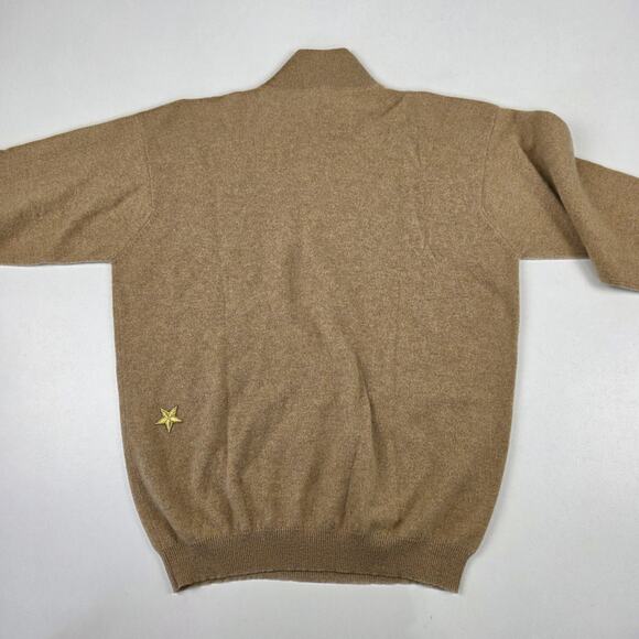 Gentry‎ Portofino Sweater Womens Large Tan 100% Cashmere Embroidered Stars Italy - Picture 11 of 13